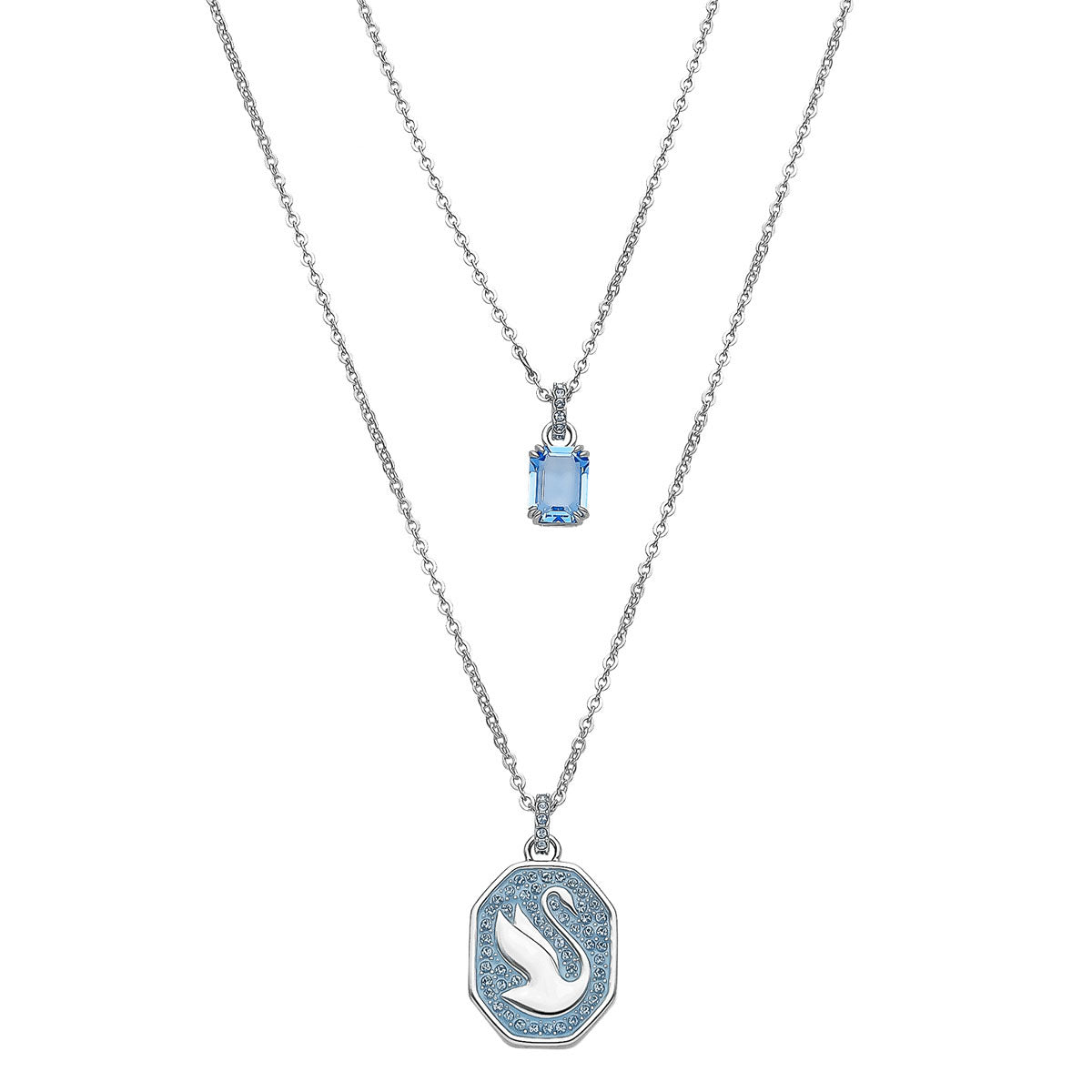 □美品 SWAROVSKI スワロフスキー ネックレス シルバーカラー パヴェ 