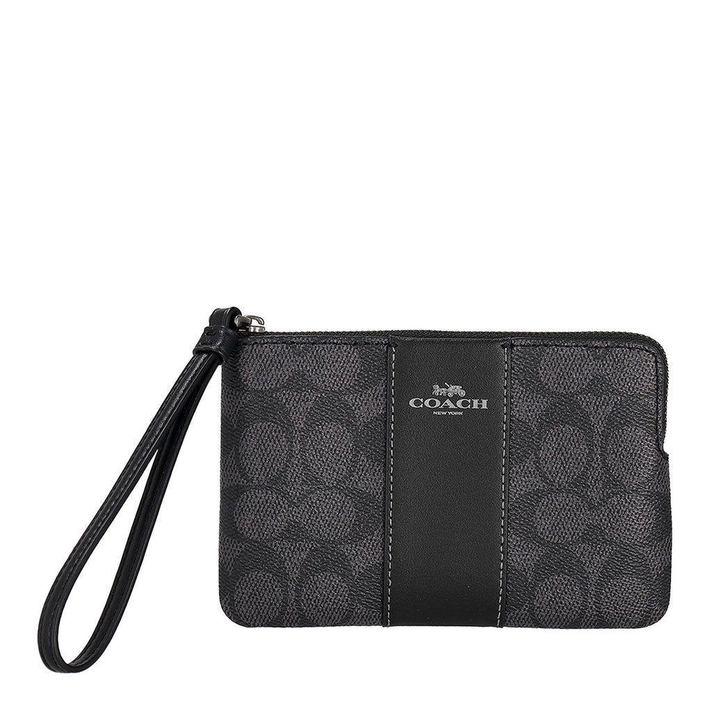 コーチ ファクトリー アウトレット COACH FACTORY ポーチ 小物入れ ジップ リストレット マルチケース CW854 QBMI5 レディース チャコール+ブラック.