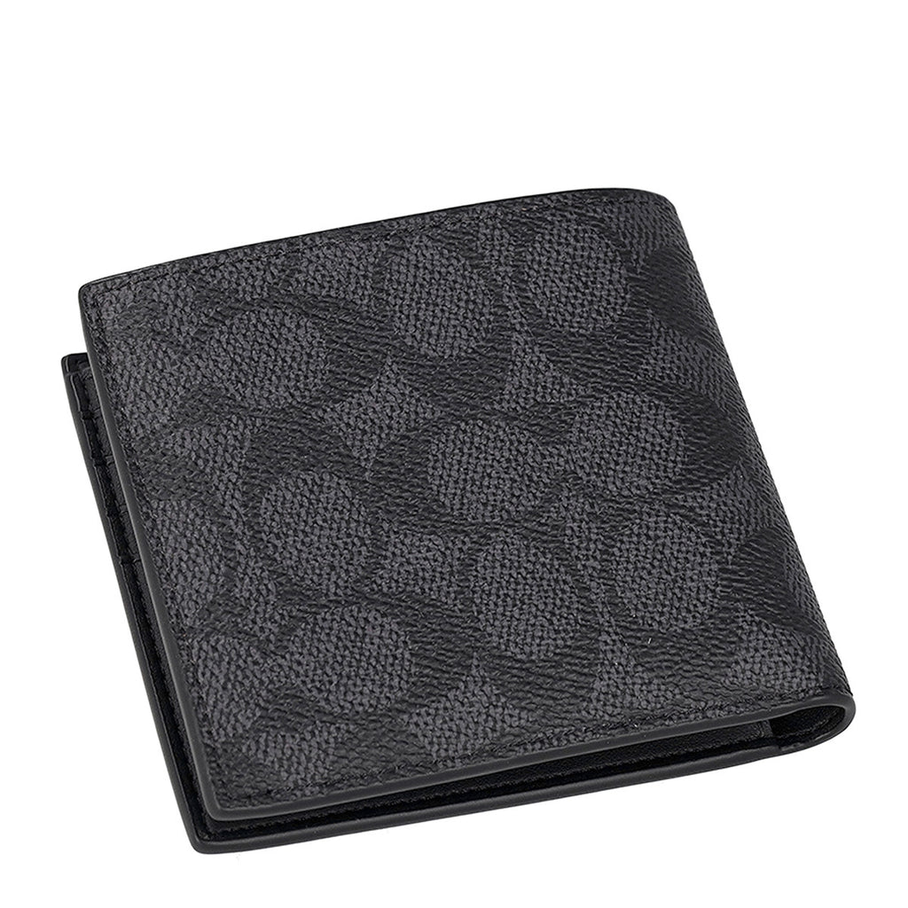 コーチ ファクトリー アウトレット COACH FACTORY 財布 二つ折り財布 折りたたみ財布 小銭入れ付き CY406 QBMI5 メンズ チャコール+ブラック.