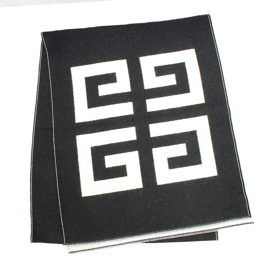 GIVENCHY ロゴマフラーGV3518J4546 1 BLACK/WHITE ジバンシィ GIVENCHY マフラー GV3518 J4546 1 ロゴ デザイン ウール
