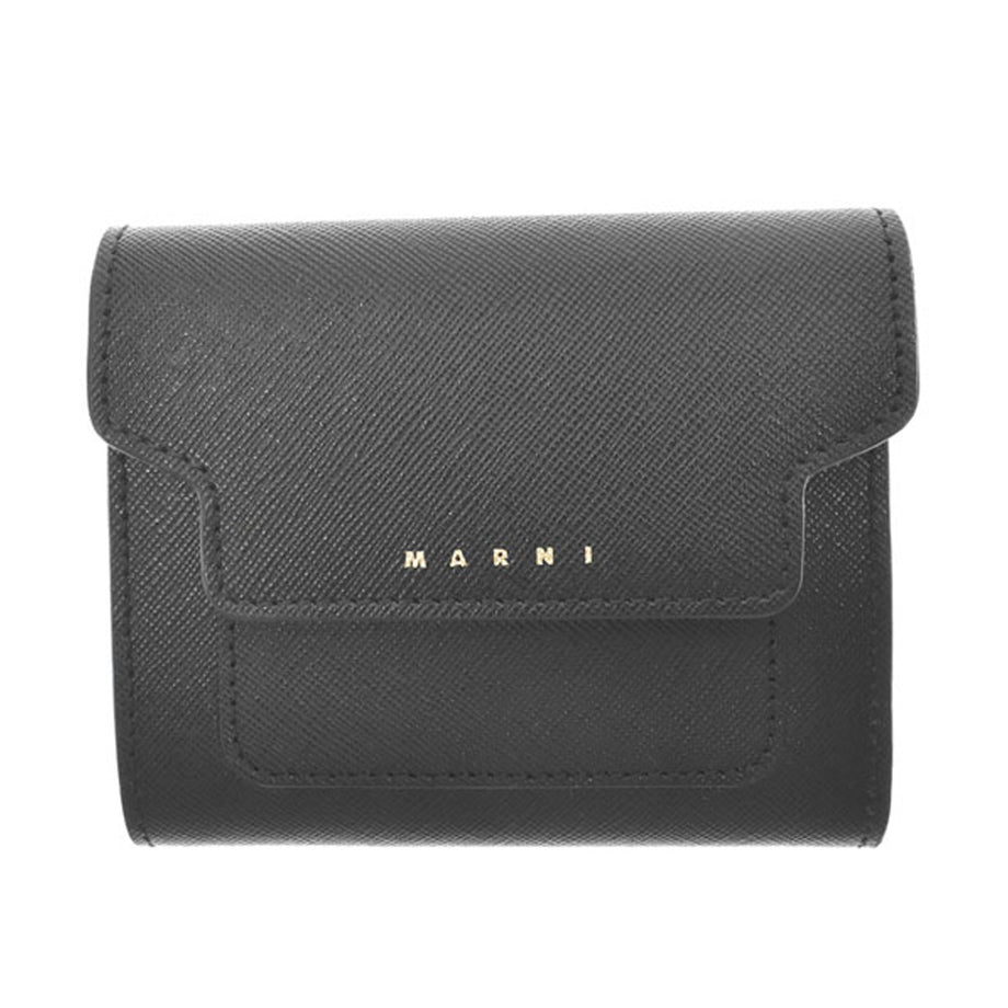 マルニ MARNI 三つ折り財布 PFMO0052U2 LV520 Z360N WALLET FLAP SQUARED 小銭入れ付き ミニ財布 メンズ  レディース ブラック