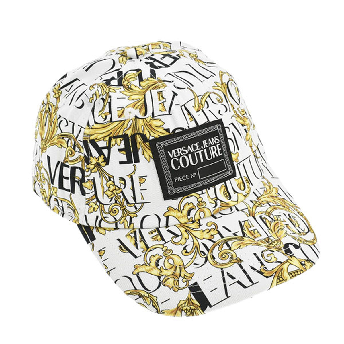 ヴェルサーチェ ジーンズ クチュール VERSACE JEANS COUTURE 帽子 キャップ 73YAZK18 ZG107 ベースボールキャップ  BASEBALL CAP WITH CENTRAL SEWING CIRCONFERENZ WHITE/GOLD ホワイト+ゴールド系