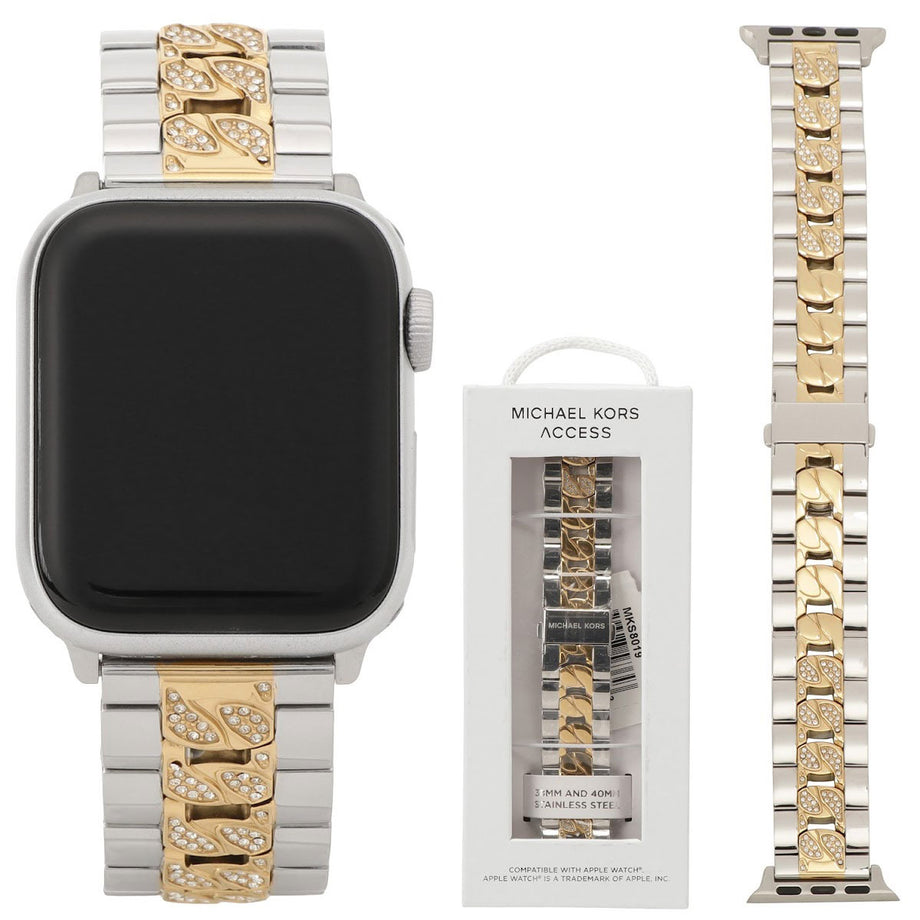 マイケルコース Michael Kors Apple watch strap アップルウォッチ用ストラップ 替えベルト バンド  38mm/40mm/41mm ケース対応 MKS8019 Apple watch strap wwmk00373l ベルトのみ シルバー+ゴールド