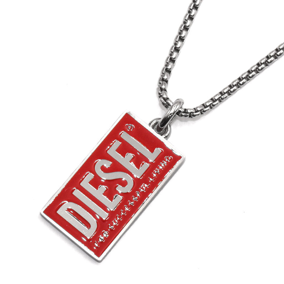 ディーゼル DIESEL ネックレス ペンダント アクセサリー DX1368040 ロゴ メンズ シルバー+レッド