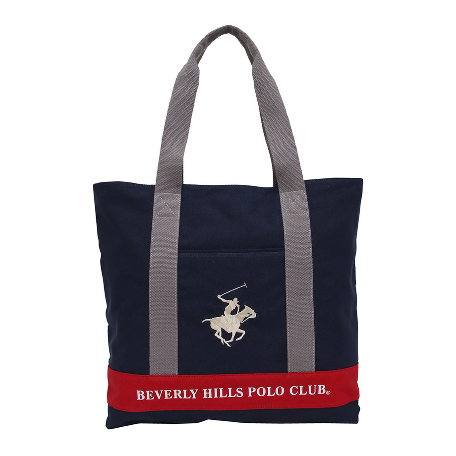 【美品】BEVERLY HILLS POLO CLUB＊ビバリーヒルズポロクラブ◇大容量トートバッグ ファスナー付き キャンバス 帆布 マザーバッグ 肩掛け ビバリーヒルズ ポロ クラブ バッグ BH2006N トートバッグ ショルダー