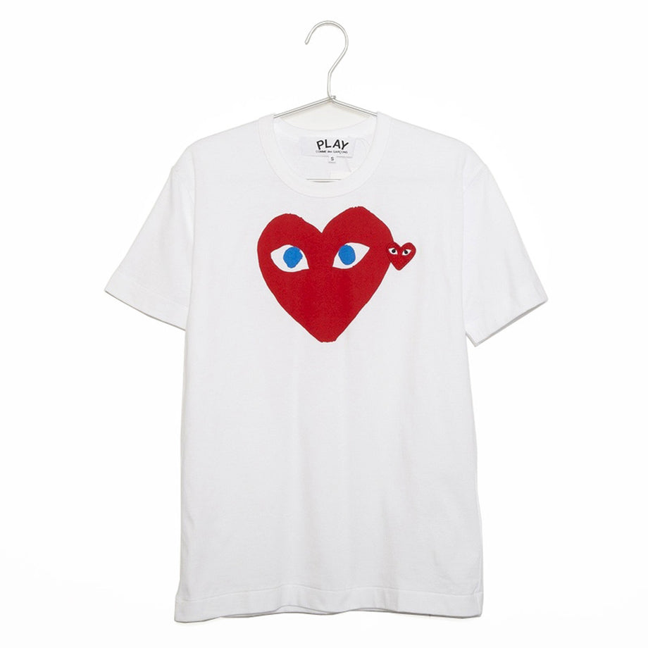 コムデギャルソン Tシャツ COMME des GARCONS メンズ 半袖 ティーシャツ PLAY RED DOUBLE HEART S/S TEE  プレイ レッド ダブルハート AZ-T086-051 WHITE 1 ホワイト＋レッドハート S M L XL