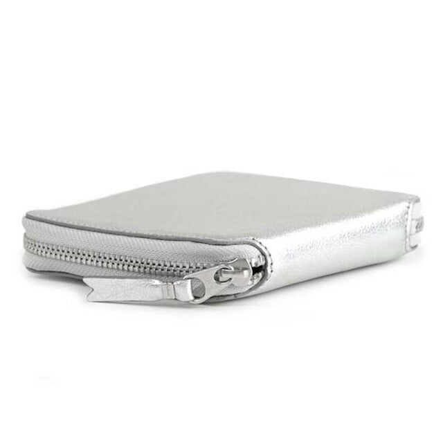 Comme des Garcons COMME des GARCONS wallet GOLD SILVER LINE round zipper  bi-fold wallet compact unisex silver leather cute coin purse included brand 