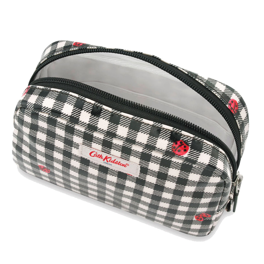 【※アウトレット※】キャスキッドソン Cath Kidston ポーチ MAKE UP CASE LADYBUG GINGHAM クラシック  メイクアップ ケース ミラー付き 化粧ポーチ チェック＋てんとう虫柄