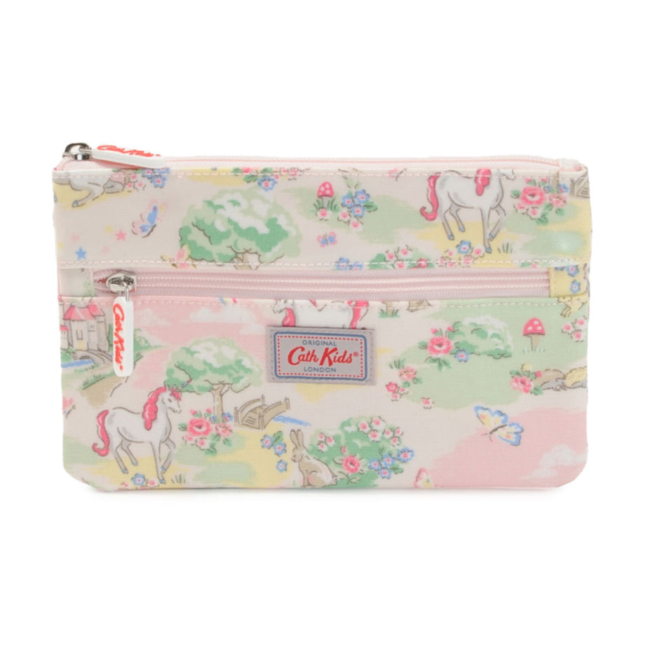 キャスキッドソン Cath Kidston ペンケース 1018271 106144618088102 KIDS DOUBLE ZIP PENCIL  CASE キッズ ダブル ジップ ペンシル ケース 筆箱 PINK/UNICORN KINGDOM ピンク系＋ユニコーン柄マルチカラー