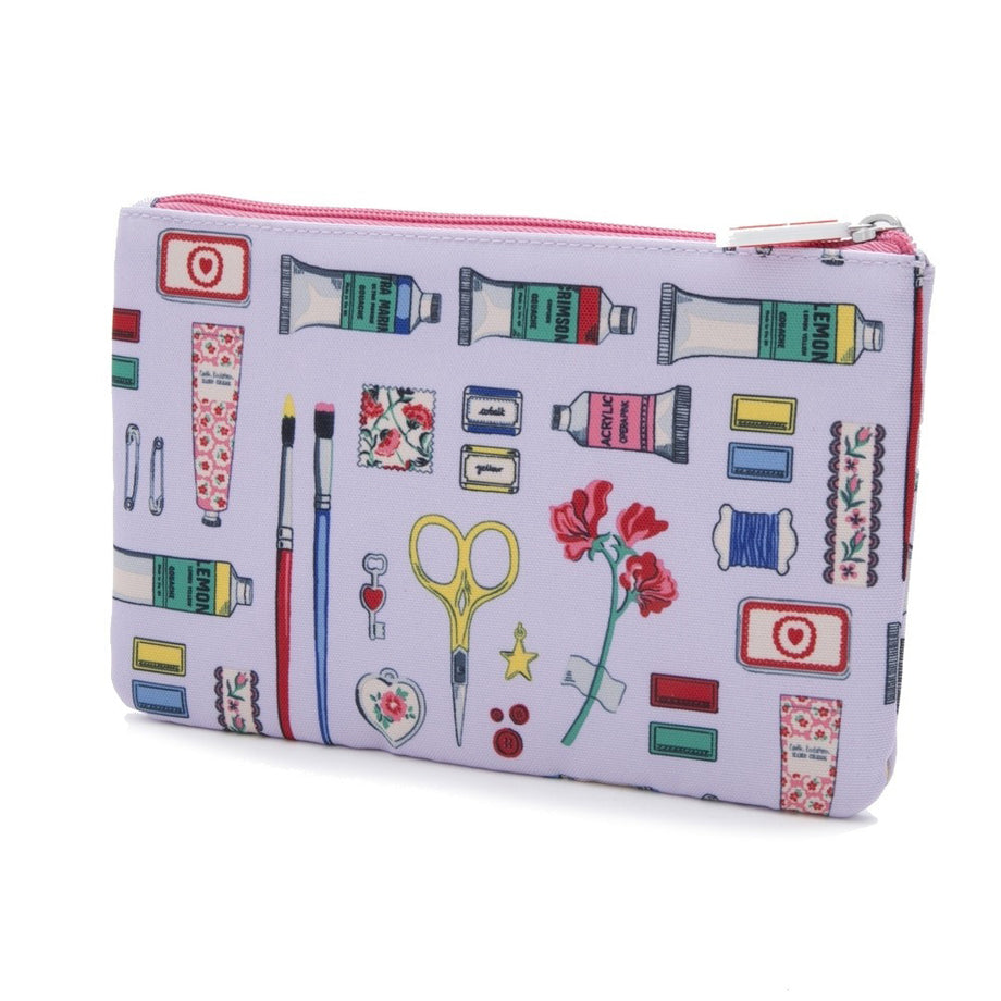 キャスキッドソン Cath Kidston ペンケース 1041071 106264118401102 KIDS DOUBLE ZIP PENCIL  CASE キッズ ダブル ジップ ペンシル ケース 筆箱 LILAC＋ARTIST CURATOR ライトパープル系＋ピンク＋文具柄マルチ