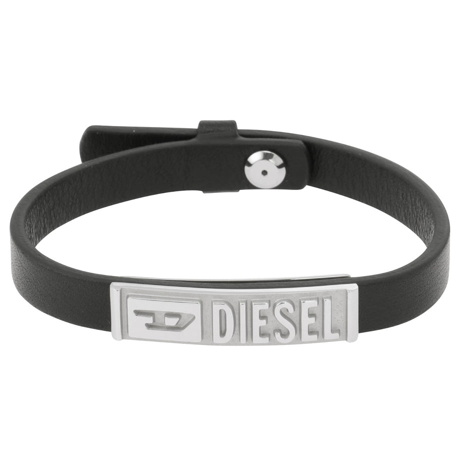 ディーゼル DIESEL ロゴＩD プレート レザー ブレスレット DX1226040 abde00176m メンズ アクセサリー シルバー+ブラック