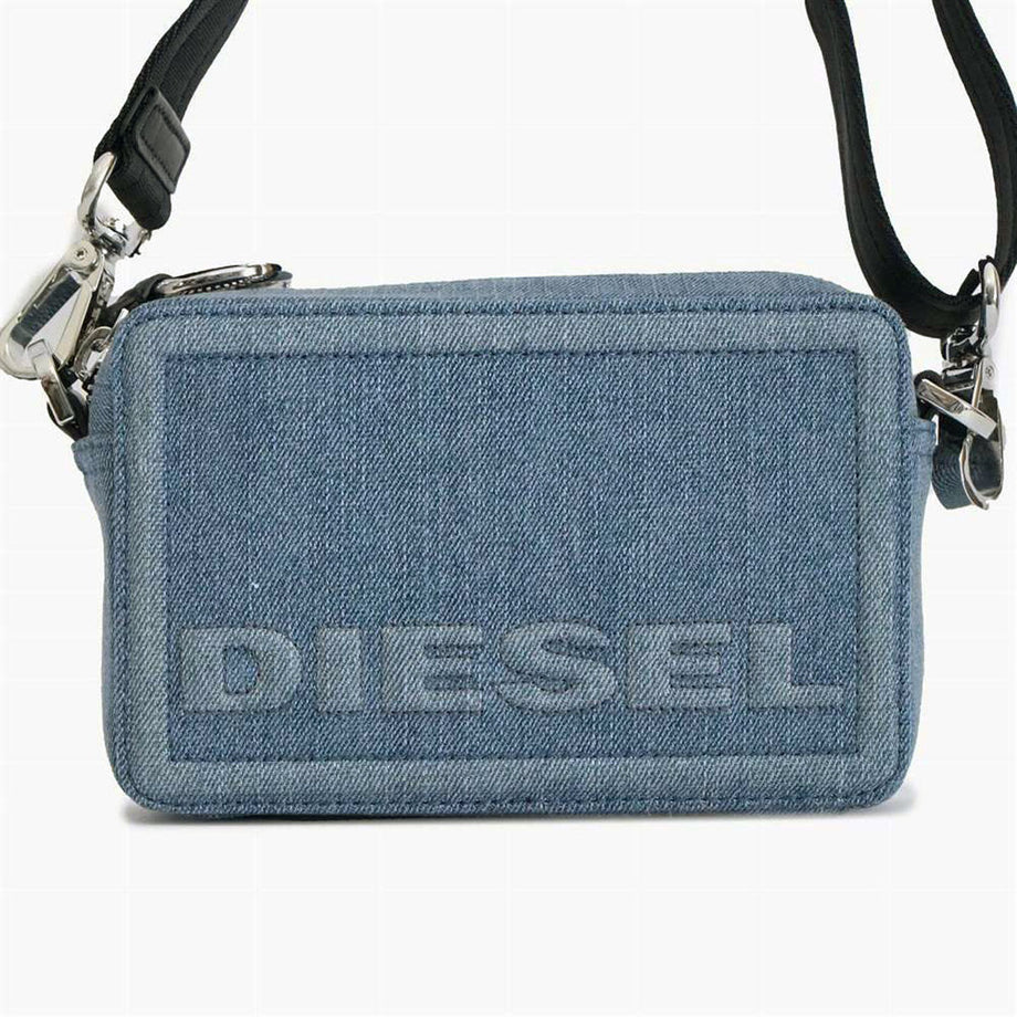 Diesel DIESEL bag X06258 P0416 H5292 ROSA shoulder bag diagonal bag INDIGO BLUE BLACK light blue denim black