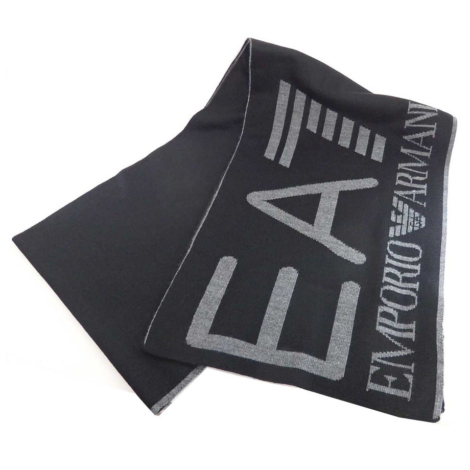 EA SEVEN EA7 Emporio Armani muffler 275894 9A301 61020 men's brand logo  scarf BLACK/GREY black + gray