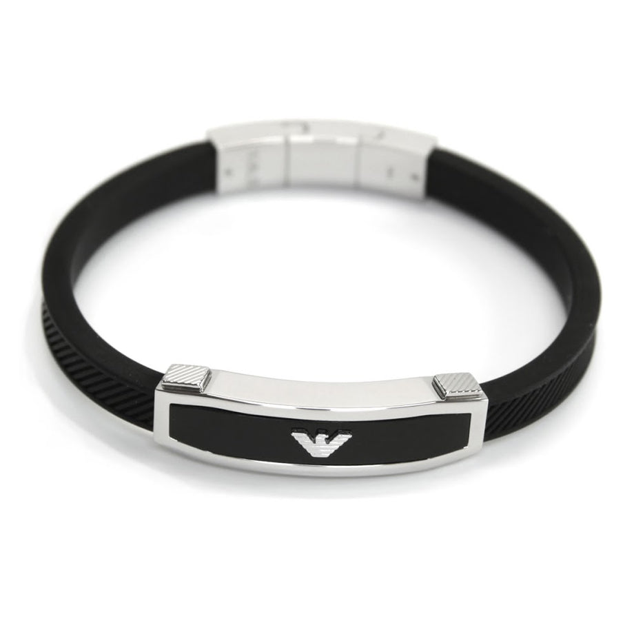 Emporio Armani EMPORIO ARMANI men bracelet EGS1543040 eagle logo rubber  bracelet black + silver
