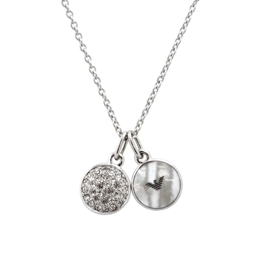 Emporio Armani EMPORIO ARMANI necklace pendant EGS2156040 eagle logo X  shell pave double charm silver