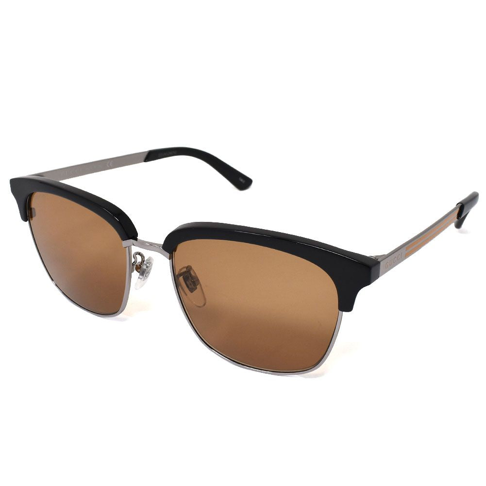 GUCCI Black Brown GG0697S-005 Asian Fit Men's