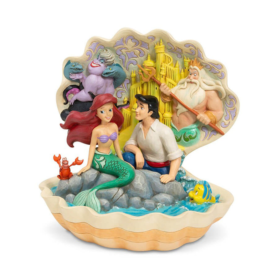 ジム ショア Jim Shore ディズニー トラディション Disney Traditions リトル・マーメイド シーシェル 6005956  人魚姫 アリエル エリック王子 トリトン王 セバスチャン フランダー アースラ 置物 インテリア 木彫り調フィギュア