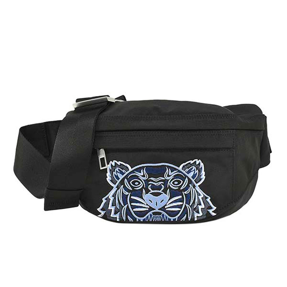 ケンゾー KENZO FA65SF305F20 99 CANVAS KAMPUS TIGER BUMBAG キャンバス カンプス タイガー バムバッグ  ベルトバッグ ショルダーバッグ ウエストバッグ BLACK ブラック＋ライトブルー＋ブルー系マルチ