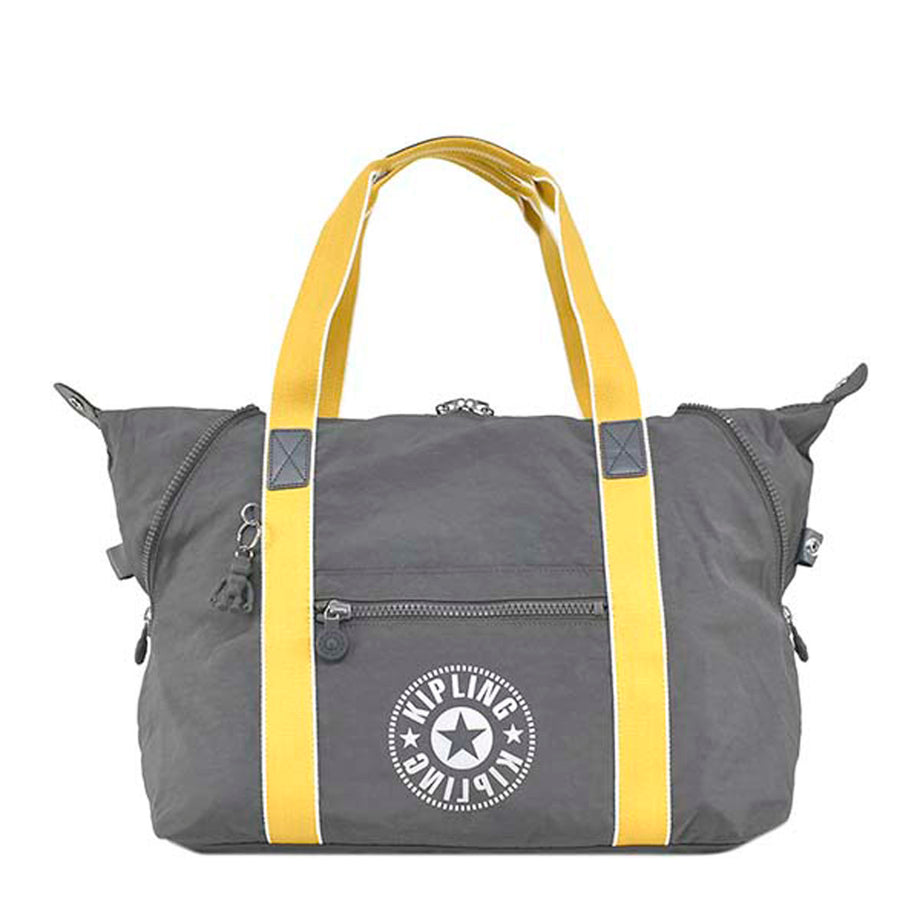 キプリング Kipling ボストンバッグ KI2522 49X ART M アートエム キャリーオンバッグ トートバッグ トラベルバッグ DARK  CARBON YELLOW グレー系＋イエロー