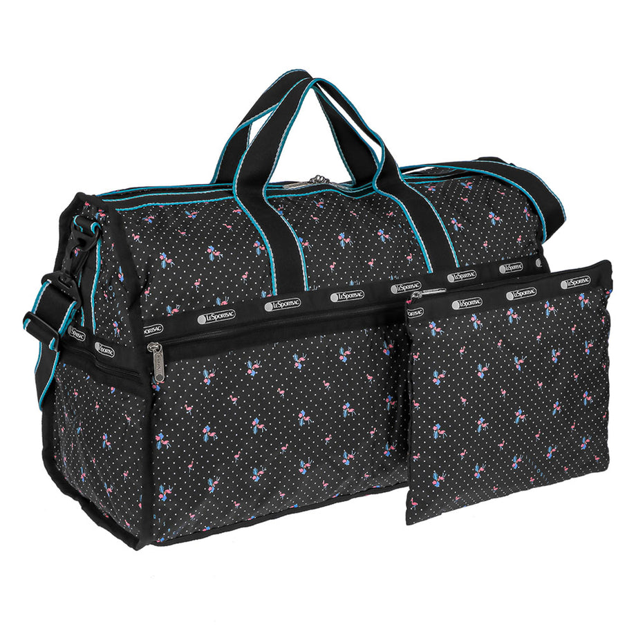 新品【LeSportsac】ボストンバッグ フラミンゴ　黒　ポーチ付き　セット① 新品【LeSportsac】ボストンバッグ フラミンゴ 黒 ポーチ付き