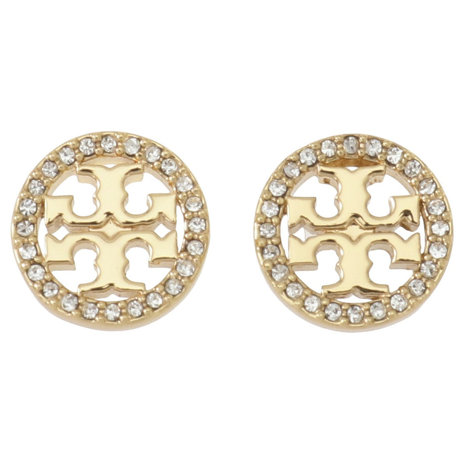 Tory Burch TORY BURCH 耳環配飾 53422-783 雙 T 標識 MILLER PAVE STUD EARRING mirror  pave stud Tory Gold/Crystal gold + clear