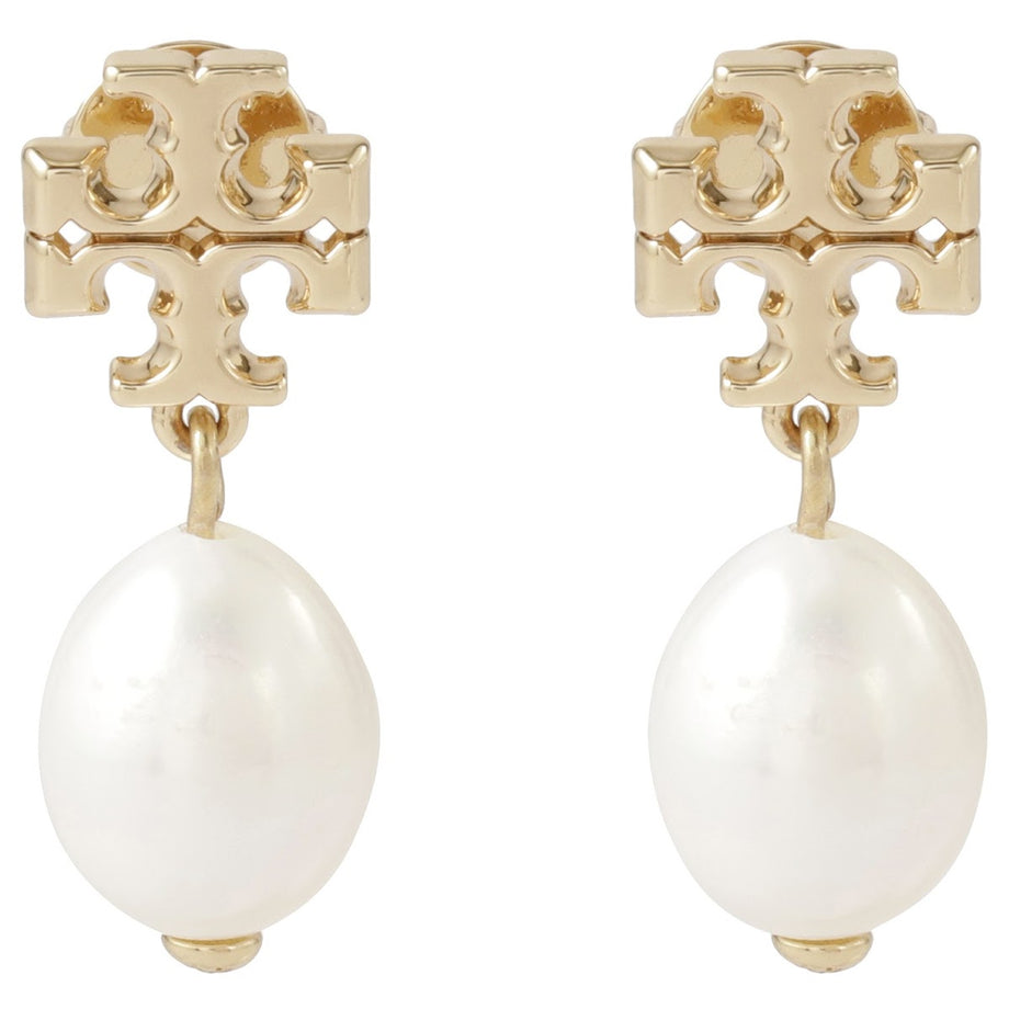 Tory Burch TORY BURCH 耳環配飾 65156-709 雙 T 標識 KIRA PEARL DROP EARRING Kira  珍珠吊墜 Tory Gold/Ivory gold + ivory