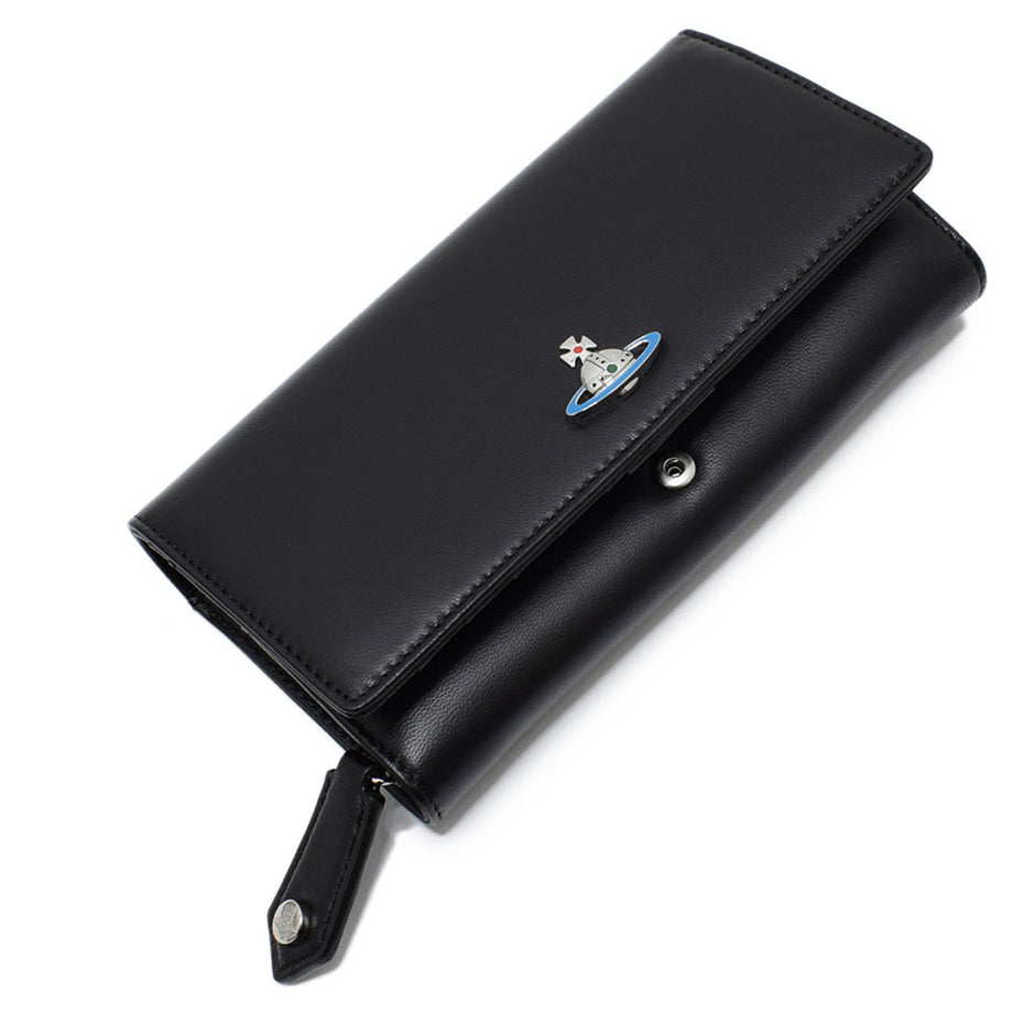 【未使用】ヴィヴィアンウエストウッド 型押し 長財布 オーブ フラップ ブラック ヴィヴィアンウエストウッド Vivienne Westwood 長財布 オーブ型